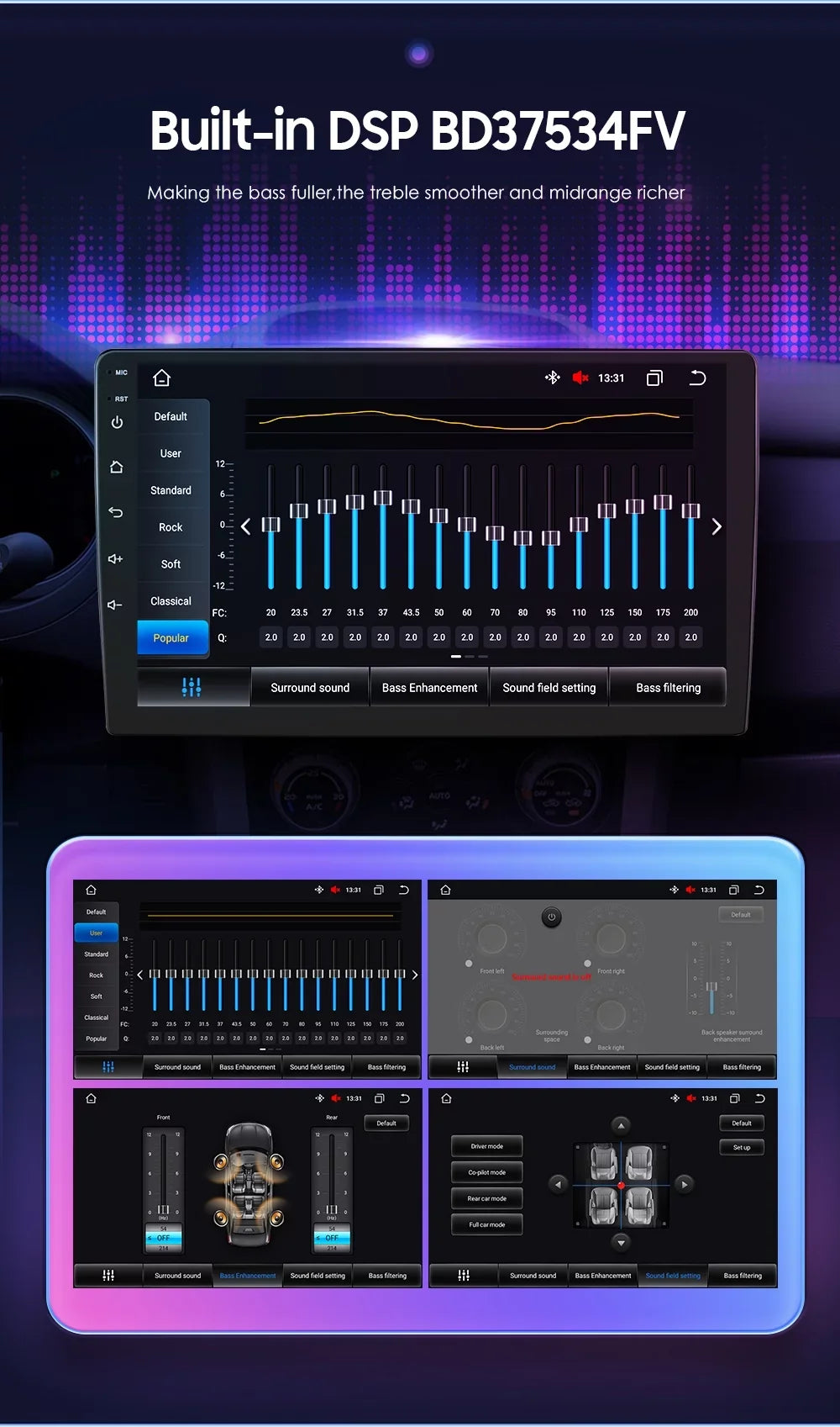 9" Android Car Stereo DSP AM/FM Radio GPS Navigation 4+32G Universal Double Din 1280X720 QLED Screen Wireless  Carplay Android Auto in-Dash Head Unit Multimedia Player,elements,Play Store,YouTube