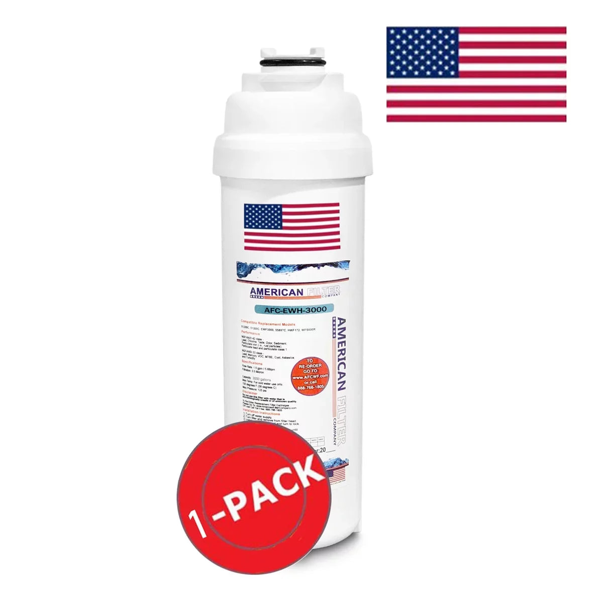 AFC Brand , aqua Fountain Filter , Model # AFC-EWH-3000 , suitable with WaterSentry® HTVZ8BLSS-NF - 1 Filters - Made in U.S.A.