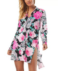 Carmen Marc Valvo Floral-Print Tie-Front shield-Up