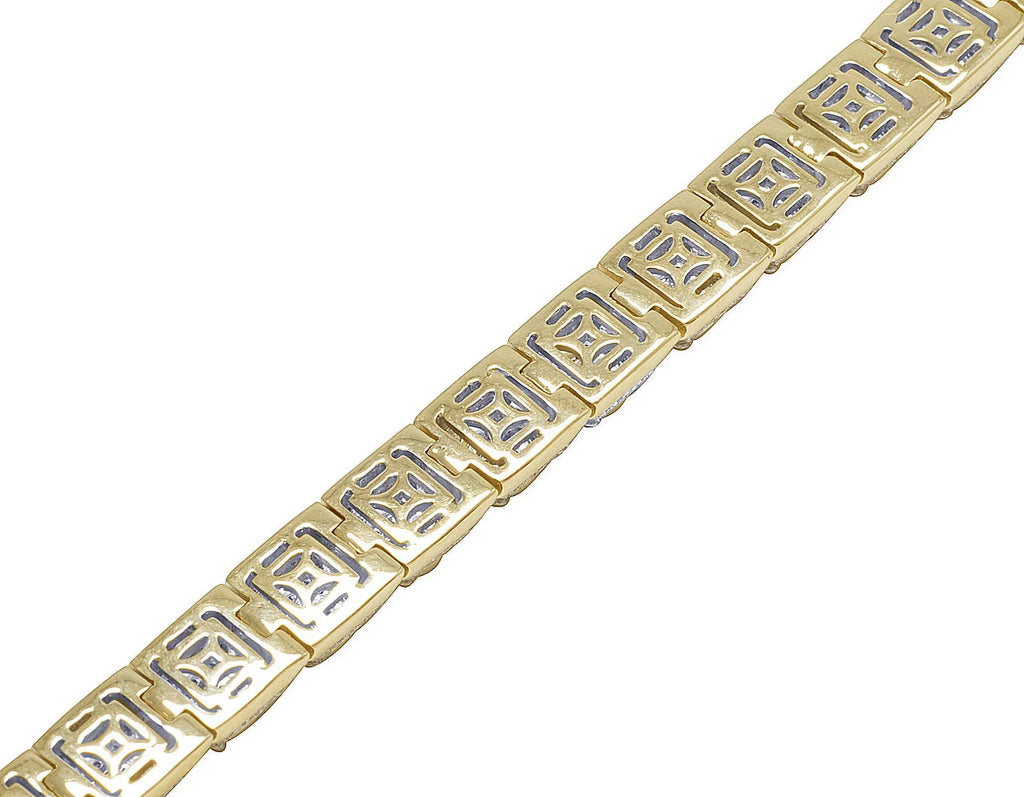 Men's 10K Yellow Gold Diamond 8MM Cluster Bracelet 6.6 CT 8.5"