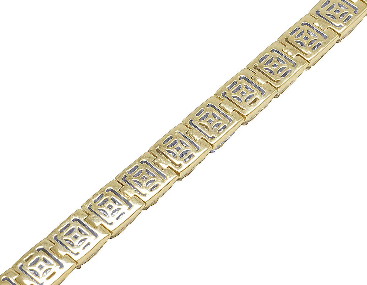 Men's 10K Yellow Gold Diamond 8MM Cluster Bracelet 6.6 CT 8.5"