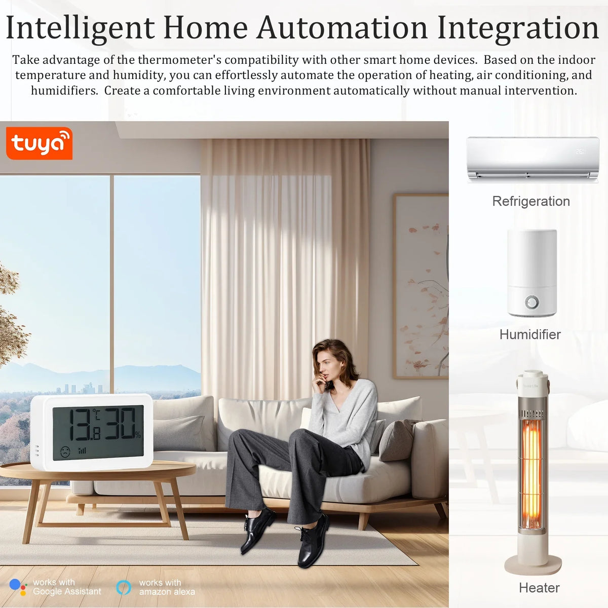 Bisofice Thermo-Hygrometer,Thermometer Temperature Humidity Time Display appropriate Humidity With matching With And Indicator / Time Display suitable With Bt Indoor Office Baby Room