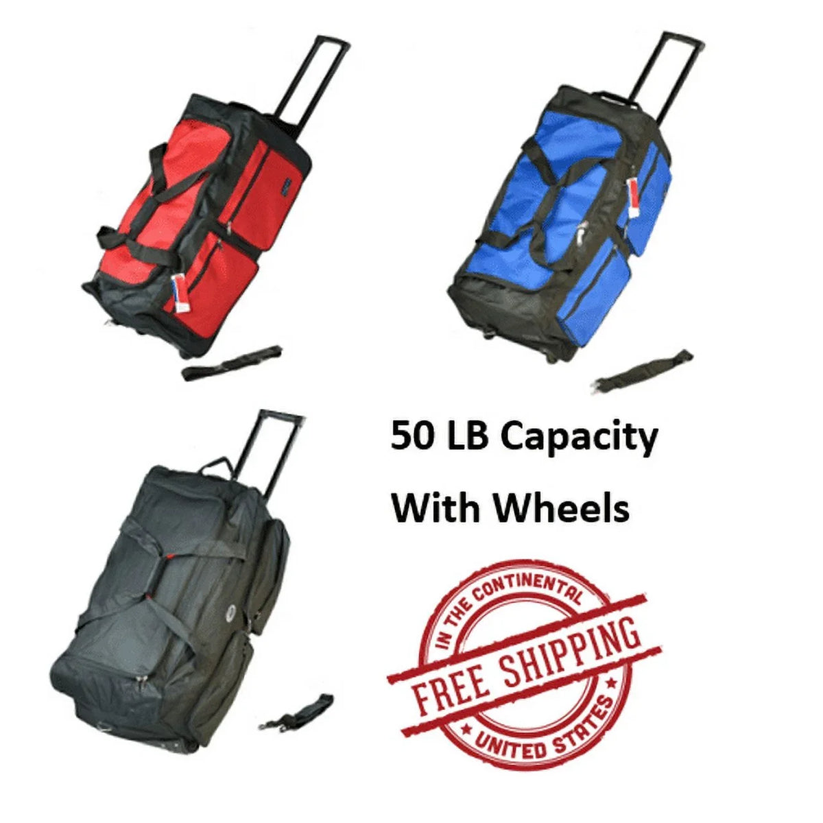 Iron Bar 28" Heavy Duty Collapsible Duffle Bag, Red, Multi-Pocket System, Wheels, Travel Luggage