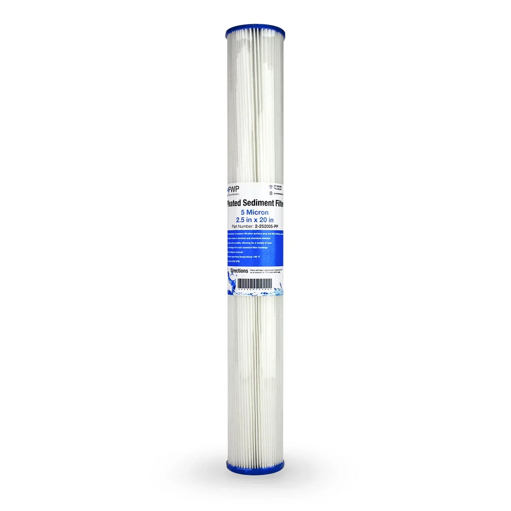 Pleated Poly Sediment moisture Filter Cartdrige 20x2.5" 5 micron 25 Pack
