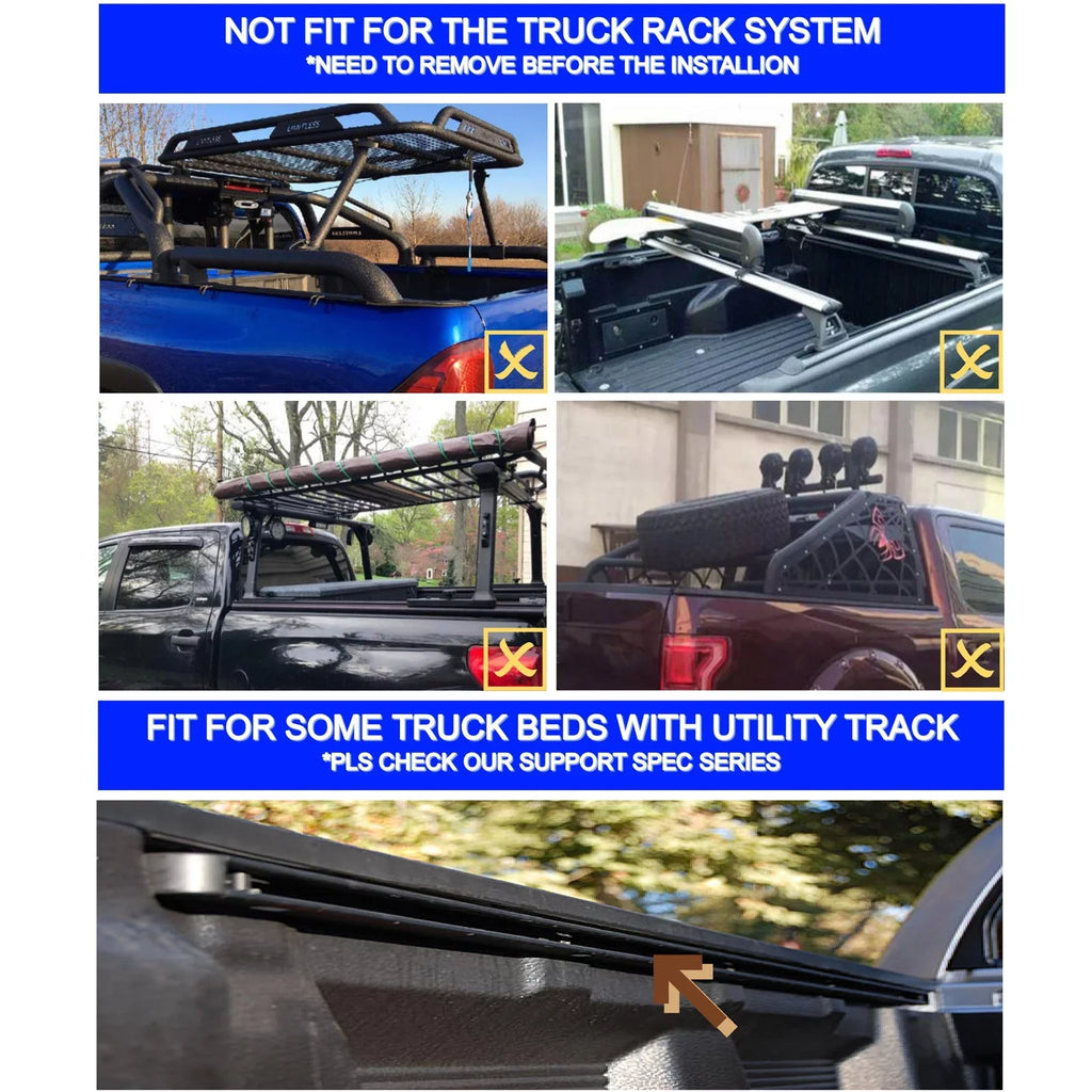 Mamoru Hard FRP Quad-Fold Solid Tonneau protector appropriate with 2016 2017 2018 2019 2020 2021 2022 2023 Tacoma 6' / 73.7" Truck Bed wrap | Fit for Deck Rail System