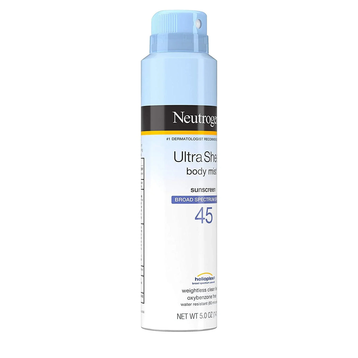 Neutrogena Ultra Sheer SPF 45 Body Mist Full Reach Spray, 5 Ounce
