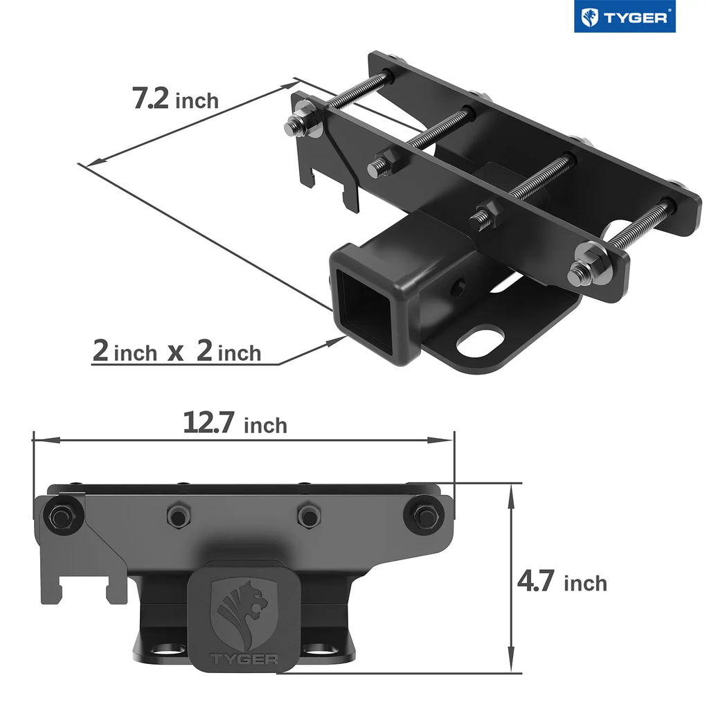 Tyger Auto TG-HC2J003B Hitch & wrap Kit matching with 2018-2024 Jeep Wrangler JL/JLU (Include 20-24 diesel engine; 21-24 4xe) Factory Style 2 inch Rear Receiver Hitch Tow Towing Trailer Hitch