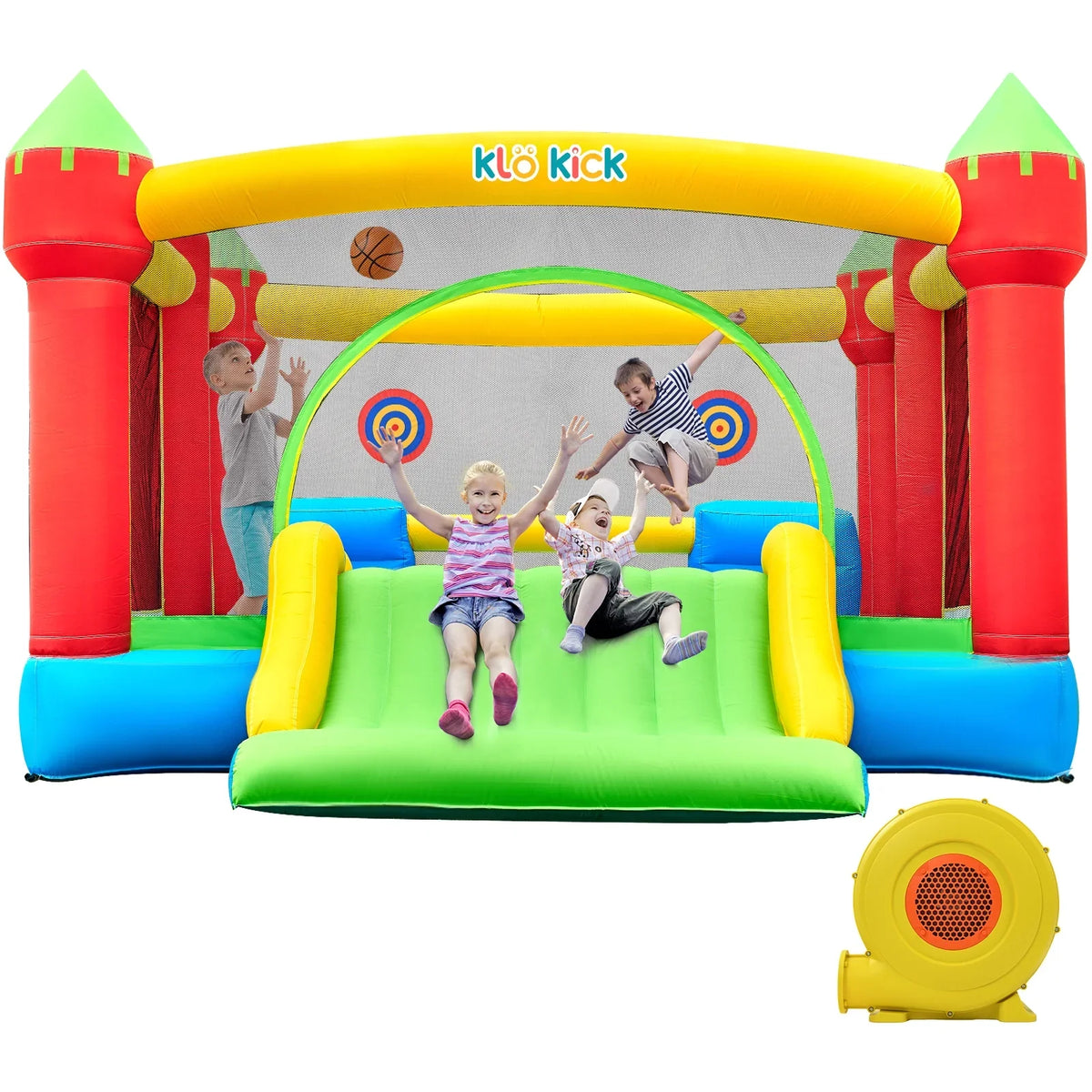 KLOKICK 15'x 12' Large Bounce House 840D Oxford Inflatable Bouncers for 6 Kids with Blower & Slide for 3-10 Years, Child, Adult, Infant, Teen, Tween