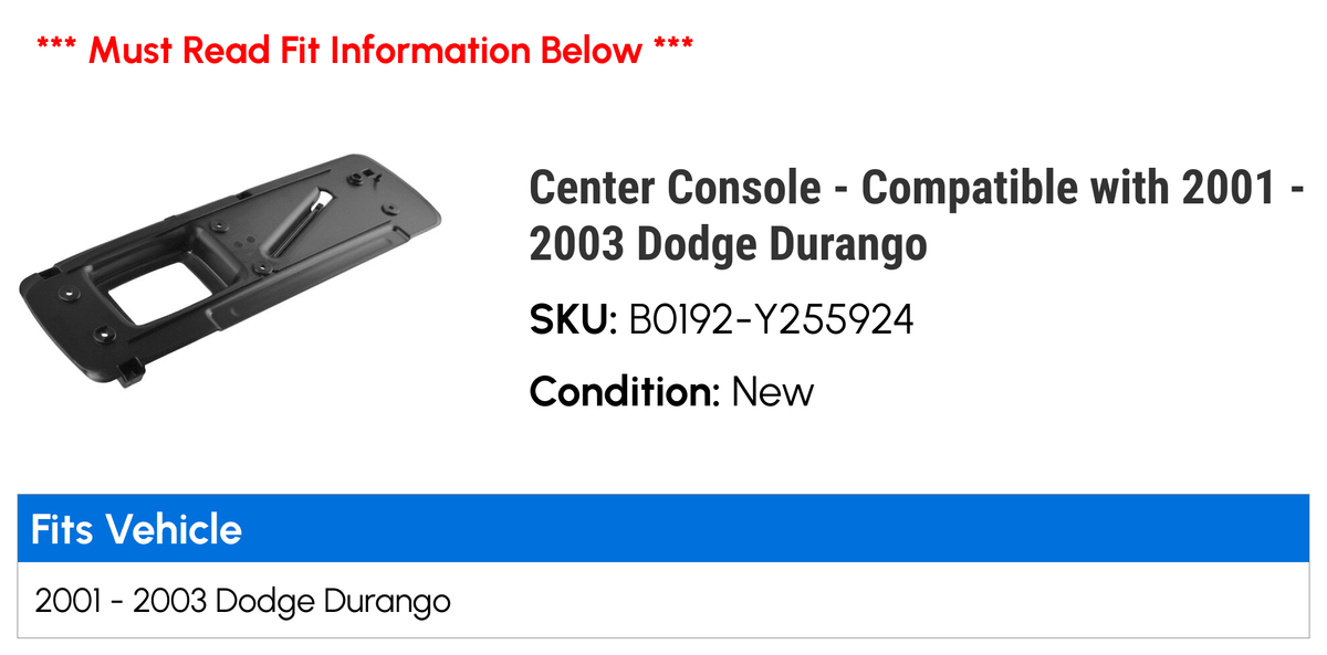 Center Console - suitable with 2001 - 2003 Dodge Durango 2002