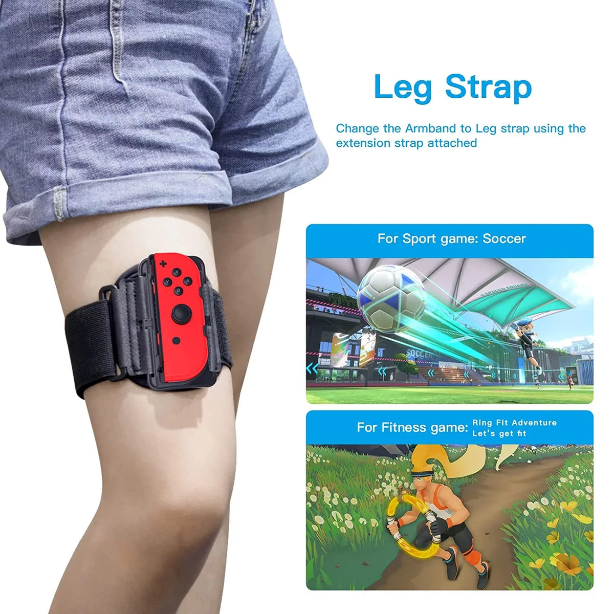 New Upgrade 2-in-1 Arm and Leg strap matching with Nintendo Switch Sports/Ring Fit Adventure/Just Dance