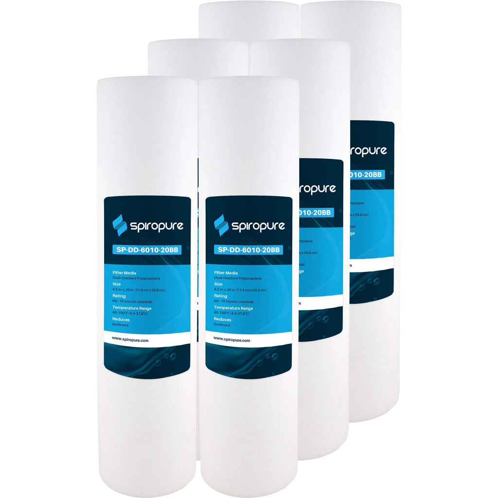 SpiroPure SP-DD-6010-20BB 20x4.5 BB 10 Micron Spun Melt-Blown Polypropylene liquid Filter Cartridge SDC-45-2010 (Case of 6)