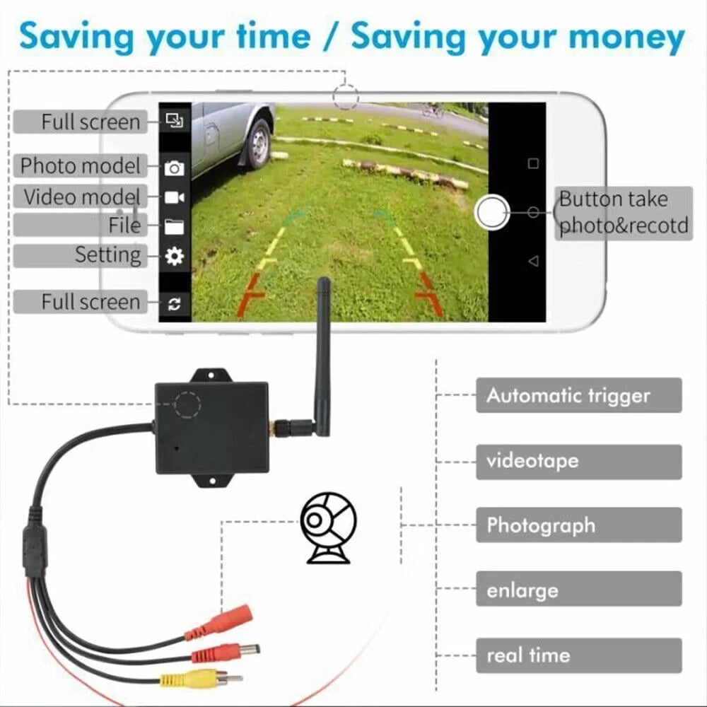 Convert your Wired Rear View Camera to Wireless with this Car Reversing Camera AV to Wifi Transmitter Module - 2.4G Wireless - Easy Installation
