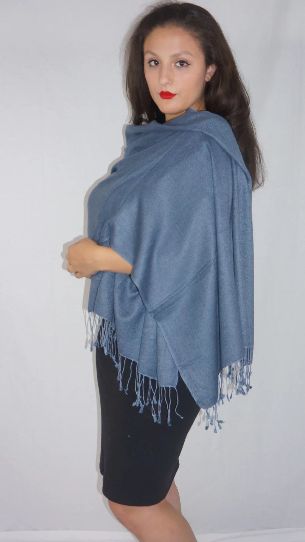Shawl/Shawls/Scarf/Scarves/Wrap/Stole/Muffler/Cape/Ruana/Blanket/Throw/Pashmina Shawl/Cashmere Scarf/Wool/Silk (Slate Grey Regular Shawl)