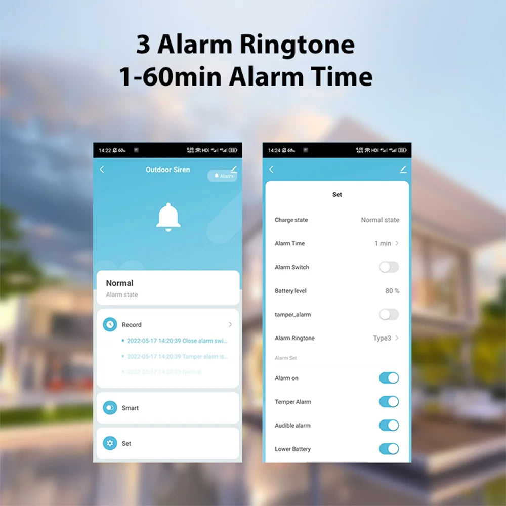Solar Powered Wifi Alarm BT 5.0 Smart Alarm IPX5 Waterproof Real-time Sound Light Alarm APP Control Intelligent Linkage Home Device
