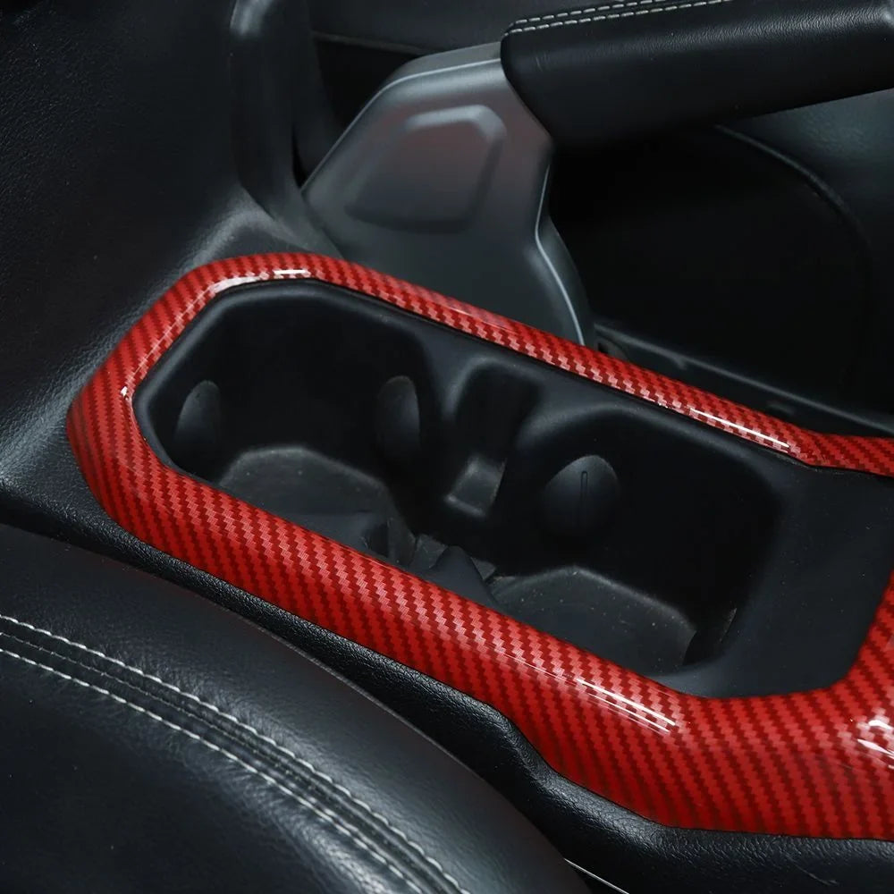 Teledu Red Carbon Gear Shift Panel Cup Holder shield Trim For Jeep Wrangler Parts