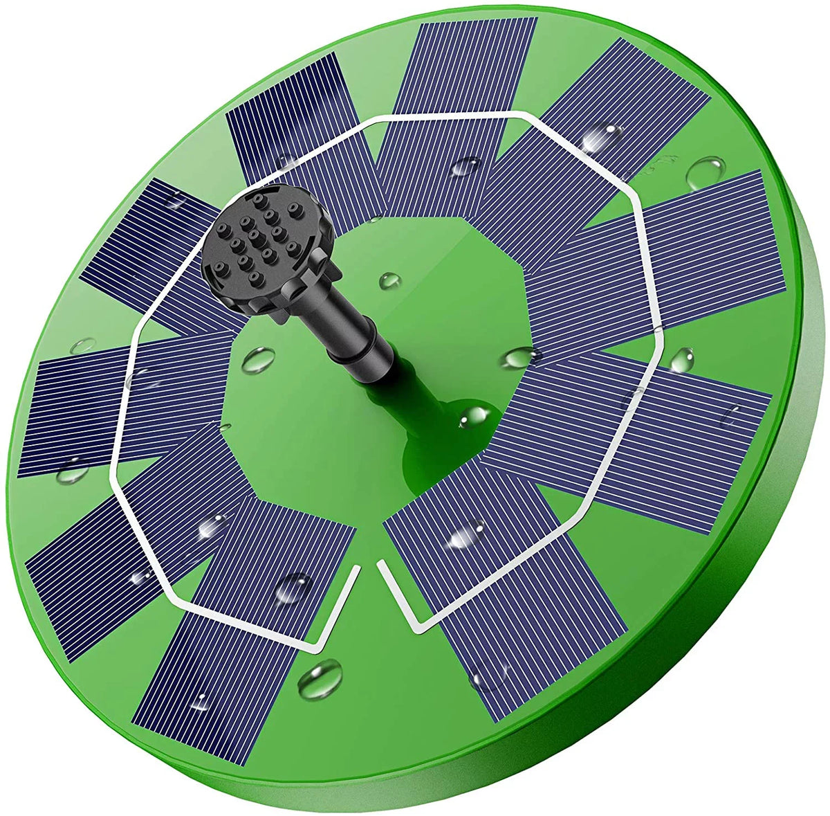 AISITIN 3W Solar Fountain Pump Solar aqua Pump, Floating Fountain Built-in 1200mAh Battery, with 6 Nozzles, for Bird Bath, Fish Tank, Pond or Garden Decoration Solar Aerator Pump (Green)