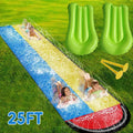YoYfun 25ft x 4.6ft  Double moisture Slide for Adult Kids, Heavy Duty Lawn liquid Slide with Sprinkler and 2 Slip Inflatable Boards for Summer Yard Lawn Outdoor aqua Play Activities