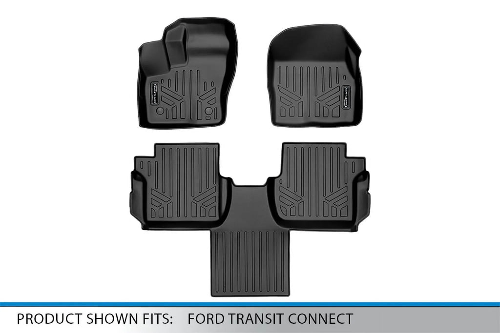 Floor Mats 2 Row Liner Set for 2014-2021  Transit Connect, Black. Smartliner SA0363-B0478 36 x 5 x 28 in