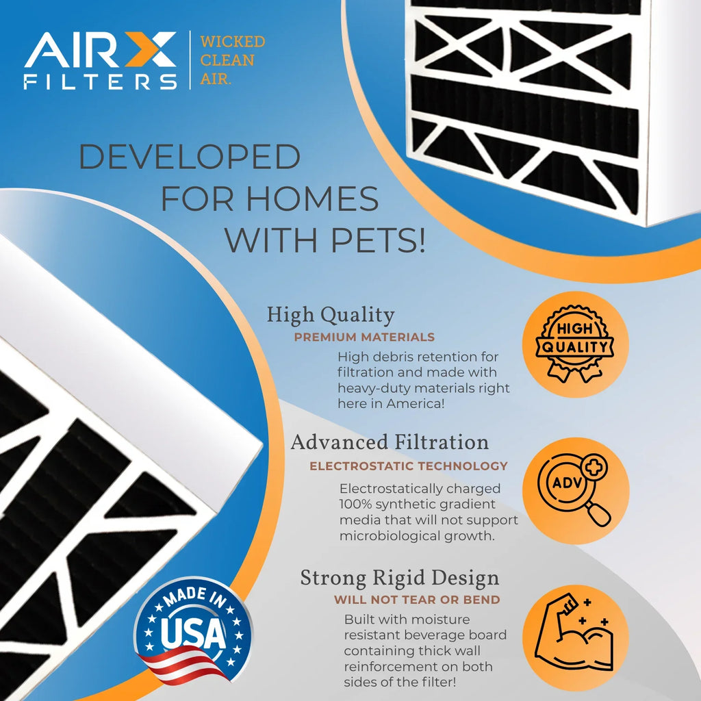 16x25x5 Air Filter Odor Eliminator Carbon Filter MERV 8 Comparable to MPR 700 & FPR 5 suitable with Air Bear 255649-105 2 Pack by AIRX FILTERS WICKED CLEAN AIR.