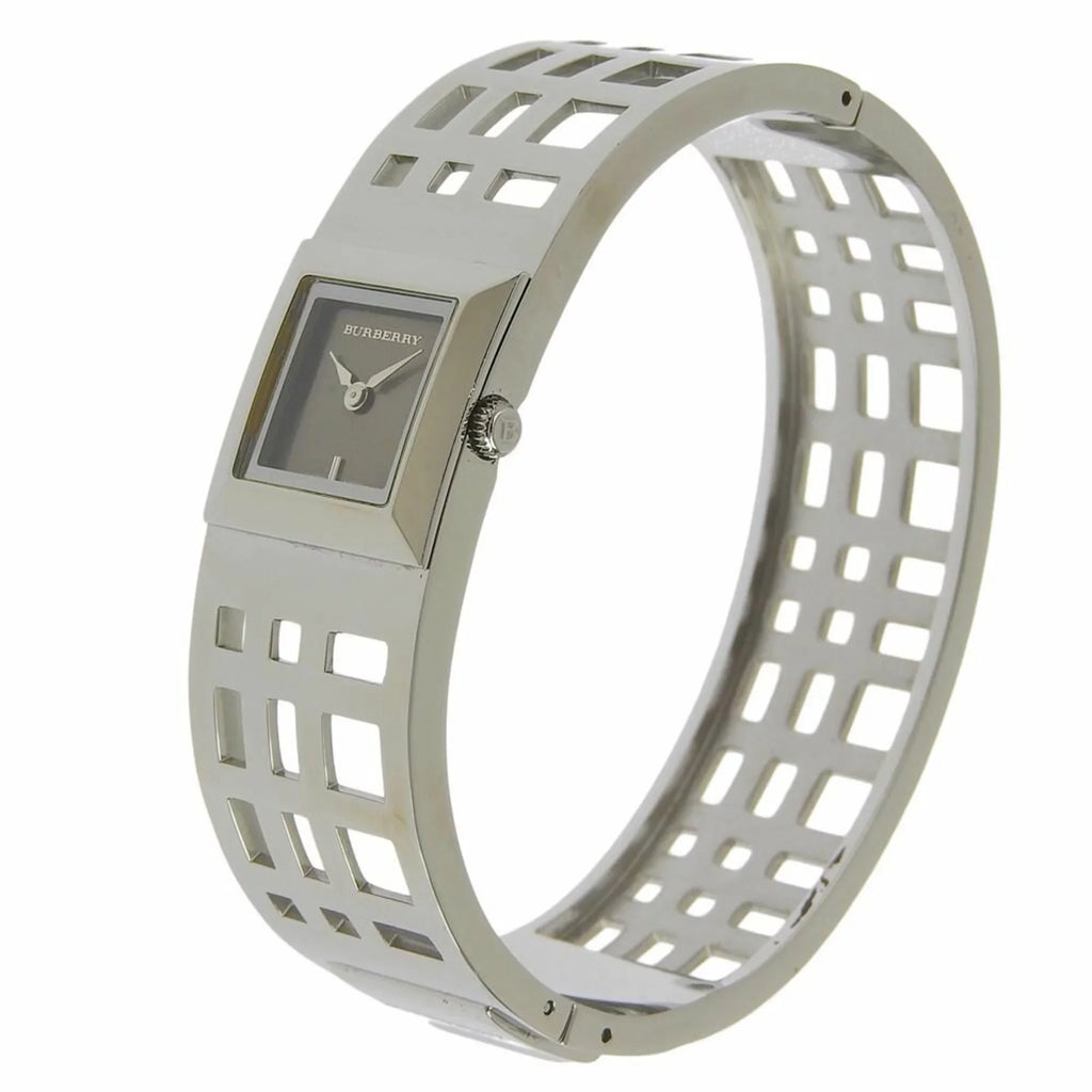 Pre-Owned BURBERRY Burberry Heritage Bangle Watch BU4701 Stainless Steel Silver Quartz Analog Display Ladies Brown Dial (Fair)