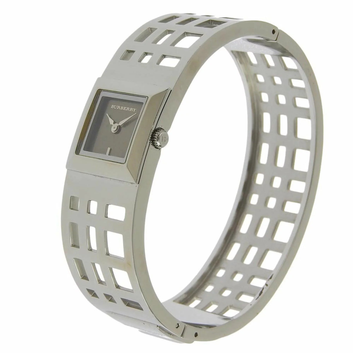 Pre-Owned BURBERRY Burberry Heritage Bangle Watch BU4701 Stainless Steel Silver Quartz Analog Display Ladies Brown Dial (Fair)