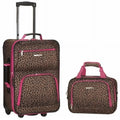 Rockland  2 PC LUGGAGE SET - PINK LEOPARD