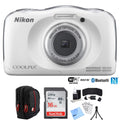 Restored  COOLPIX W100 13.2MP Digital Camera w/ 3x Zoom Lens – with 16GB Bundle includes, Sandisk Ultra SDHC 16GB Memory Card + Point and Shoot Field Bag Camera Case + Many More (Refurbished)