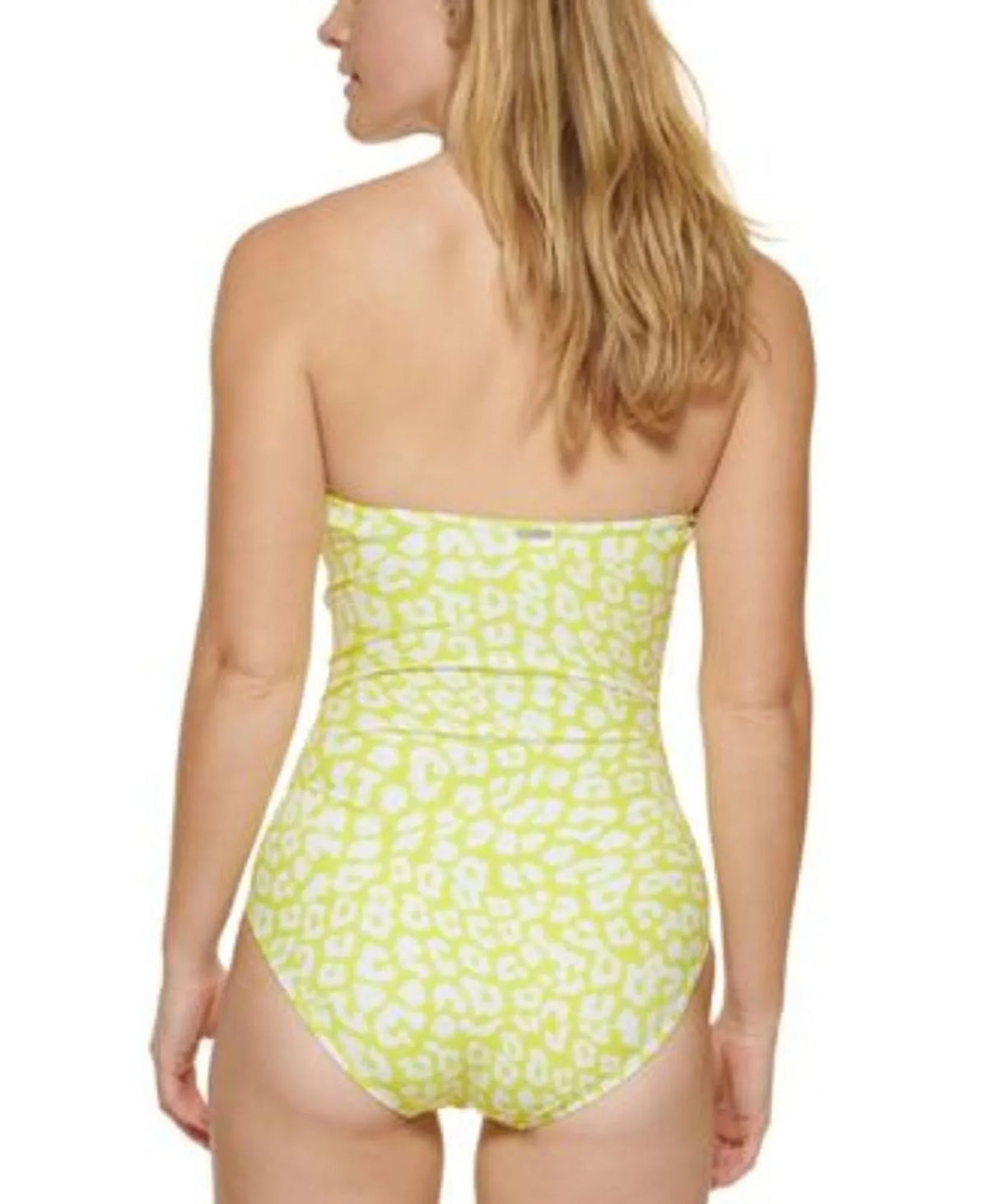 Calvin Klein LIGHT YELLOW LEOPARD Tummy-Control One-Piece Swimsuit, US 18
