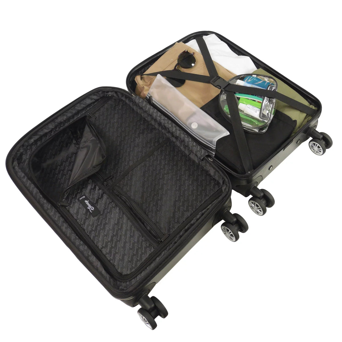 Disney Minnie Mouse 21 Inch Rolling Luggage, Molded Hardshell Carry On Suitcase with Wheels, Black