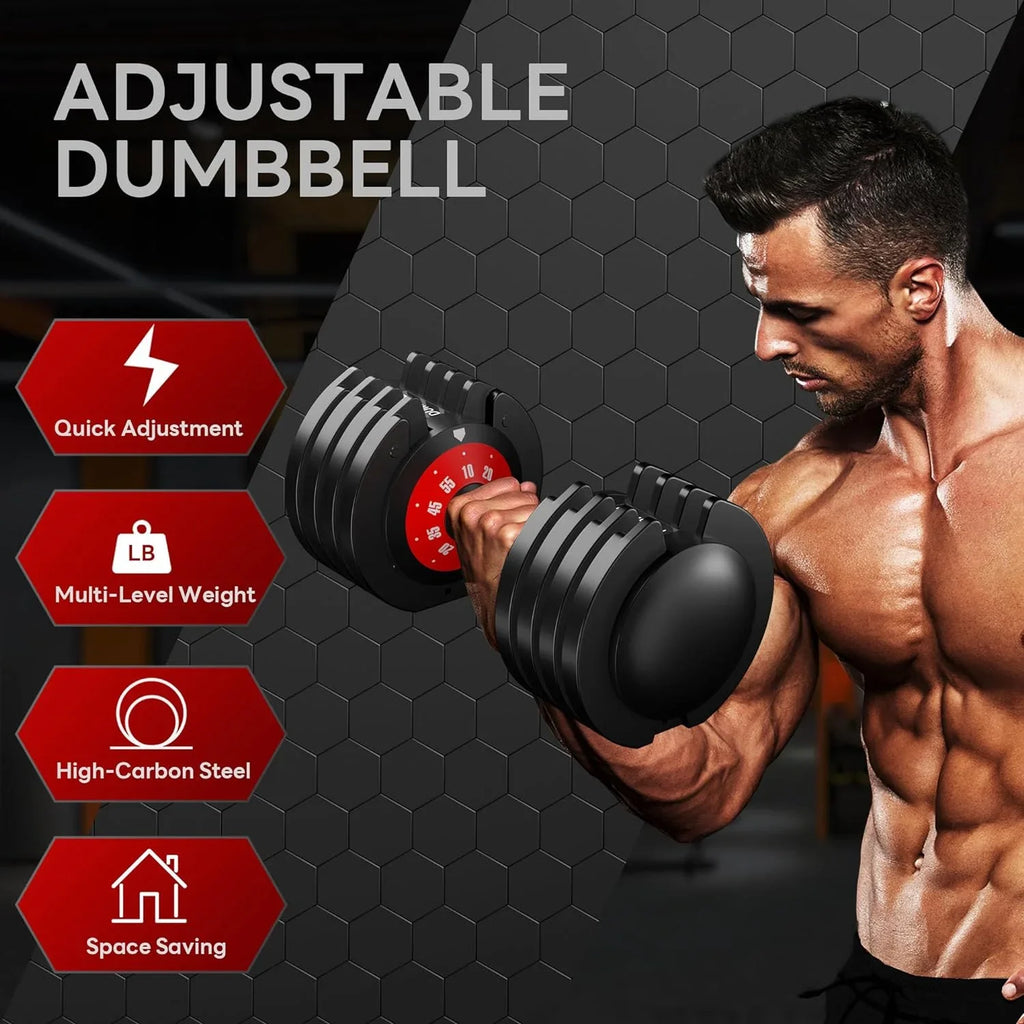 Soges Adjustable Dumbbells, 55lb Dumbbell with Anti-Slip Metal Handle, 5-in-1 Adjustable Free Weight Dumbbell, Home Gym Workout Equipment for Full Body Workout Fitness
