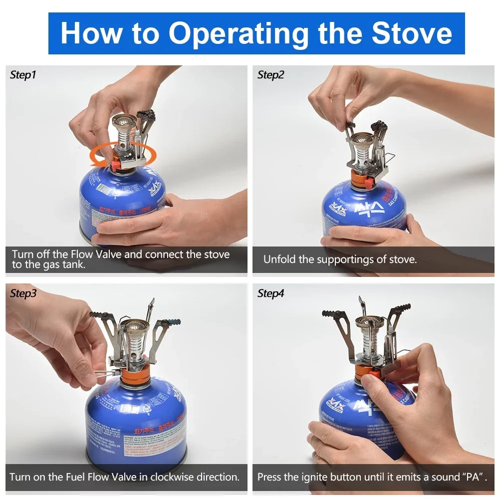 ODOLAND 12pcs Camping Cookware Mess Kit with Mini Stove, Lightweight Pot Pan Kettle with 2 Cups, Fork Knife Spoon Kit for Backpacking, Outdoor Camping Hiking and Picnic