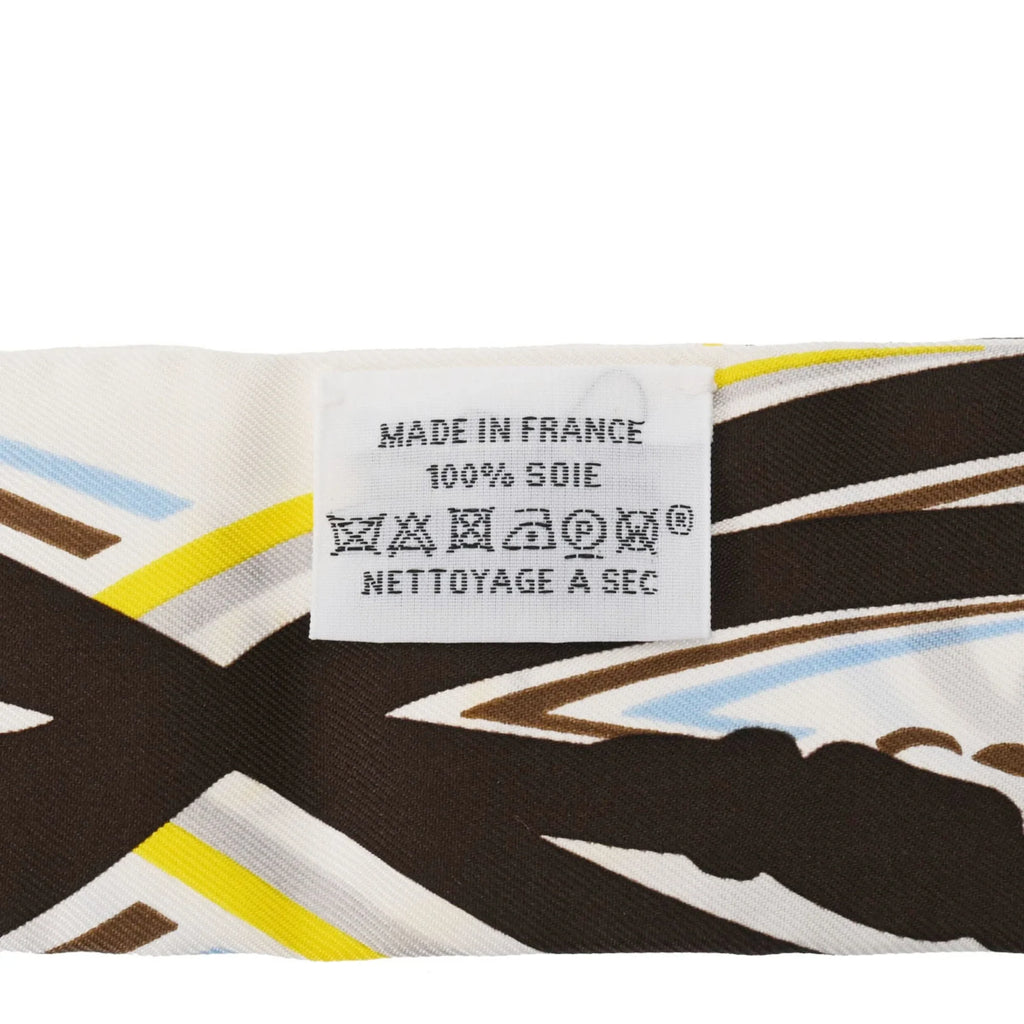 Pre-Owned HERMES Twilly BRIDES DE GALA White/Brown - Women's 100% Silk Scarf Muffler (Good)