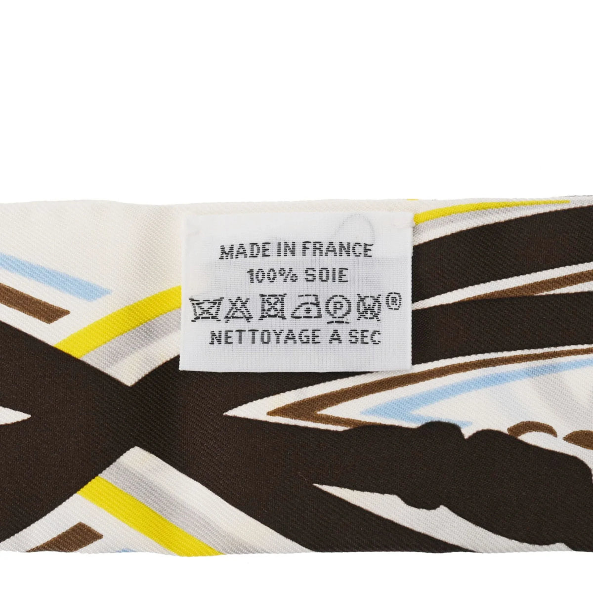 Pre-Owned HERMES Twilly BRIDES DE GALA White/Brown - Women's 100% Silk Scarf Muffler (Good)