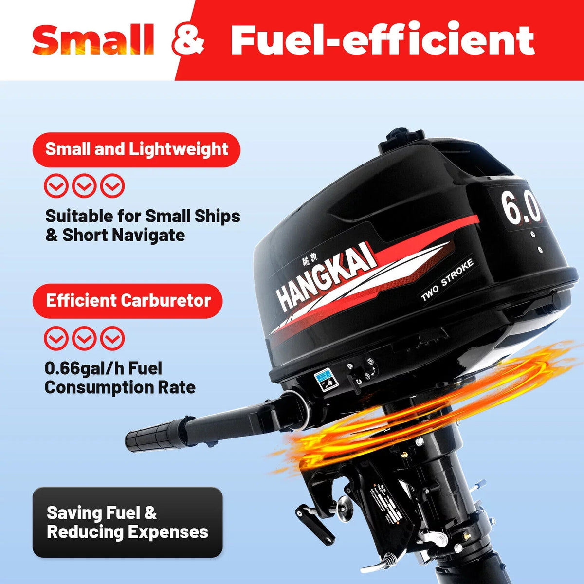 CNCEST Outboard Motor 6  2-Stroke Inflatable Fishing vessel Motor Engine aqua Cooling System
