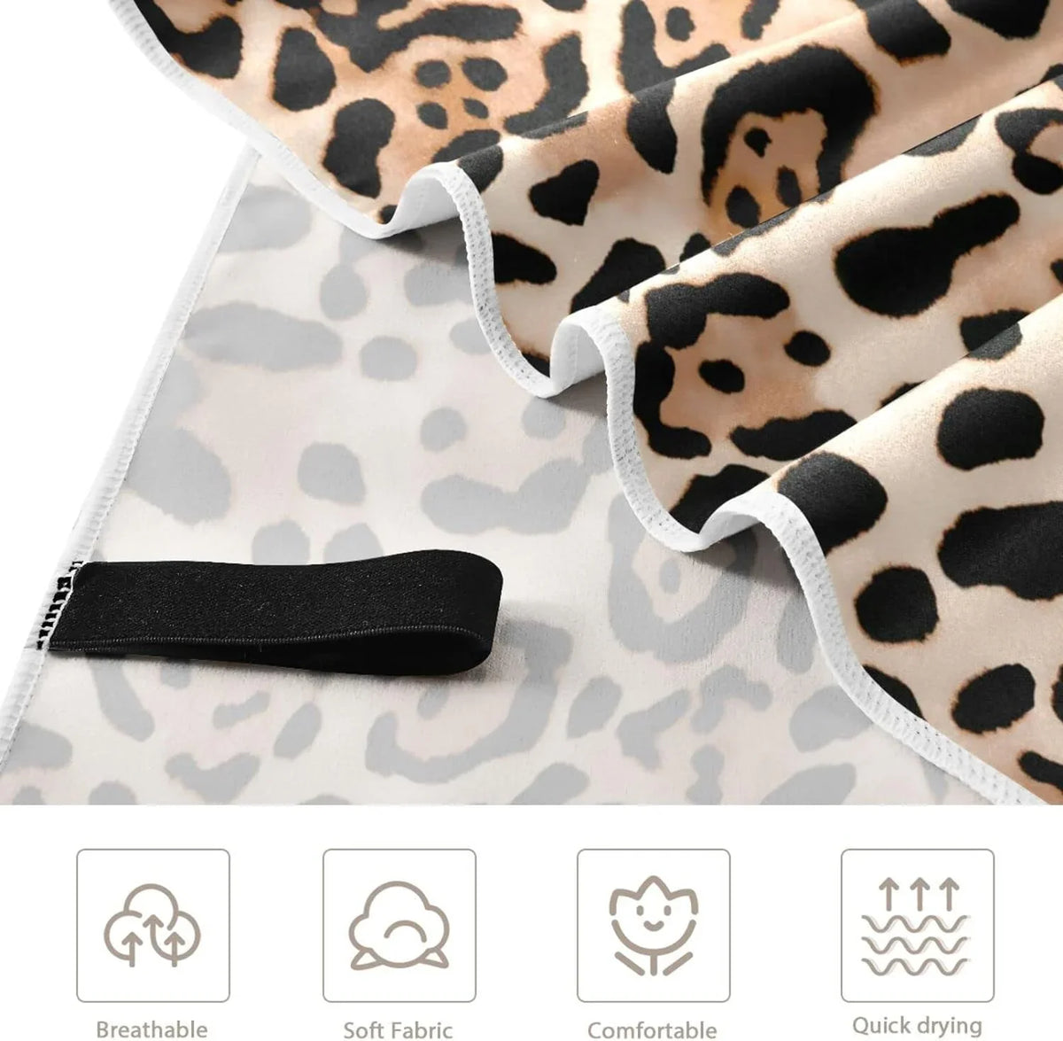 Bestwell Leopard Print Beach Towel Oversized Towel Blanket, Thin Lightweight Microfiber Sand Free Quick Dry Towel, 30”X60” Multipurpose Pool Bath Yoga Swim Shower Towel