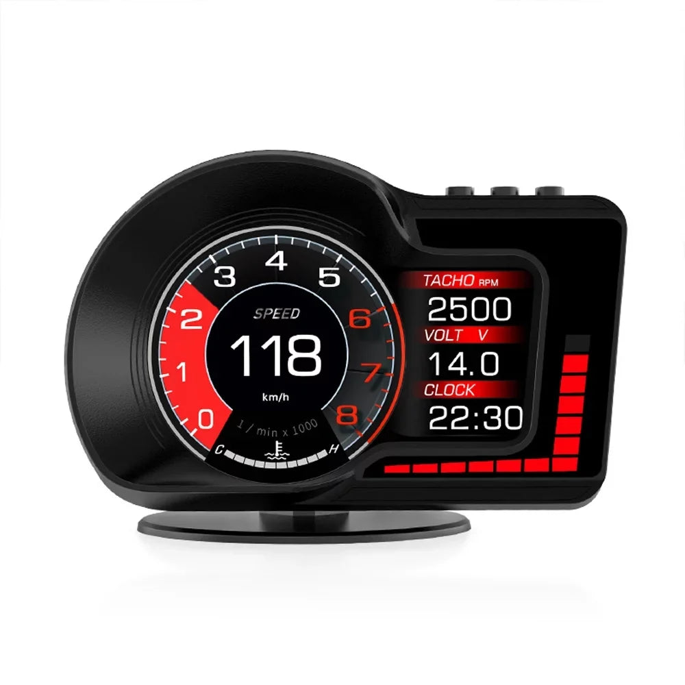 Moobody Head-Up Display for Car Speed Monitoring: Speedometer, Clock, RPM, aqua & Oil Temperature