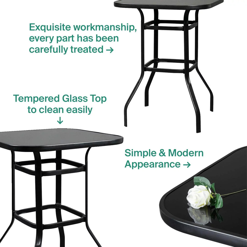 Aretha Modern Designed Glass Bar Table With Metal Finish