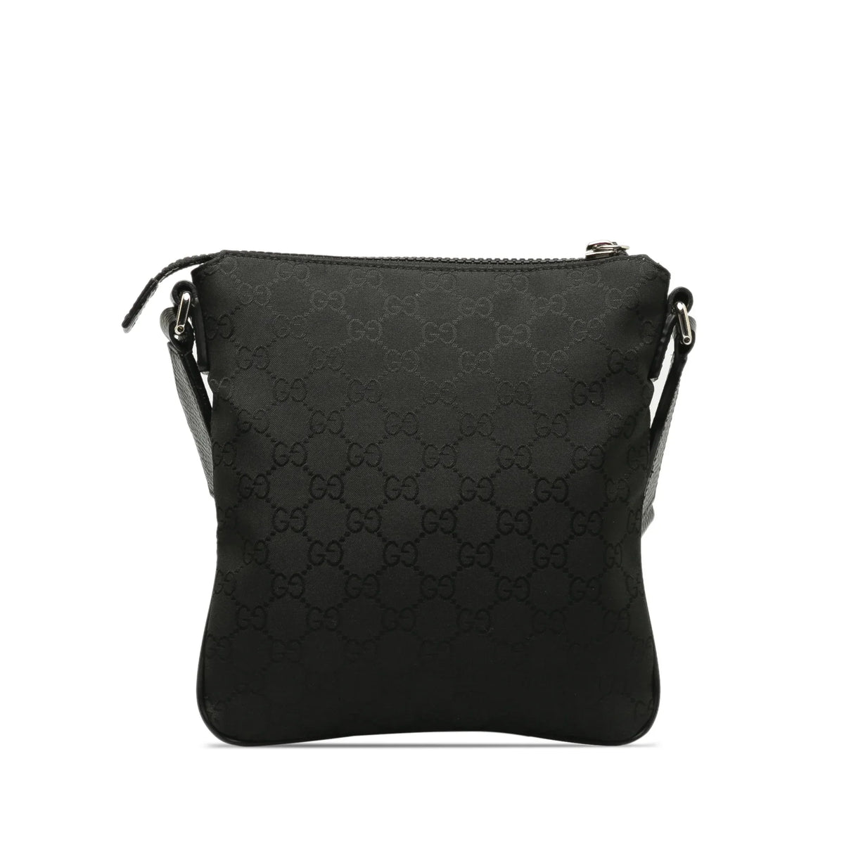 Pre-Owned Authenticated Gucci GG Web Crossbody Nylon Fabric Black Crossbody Bag Unisex (Good)