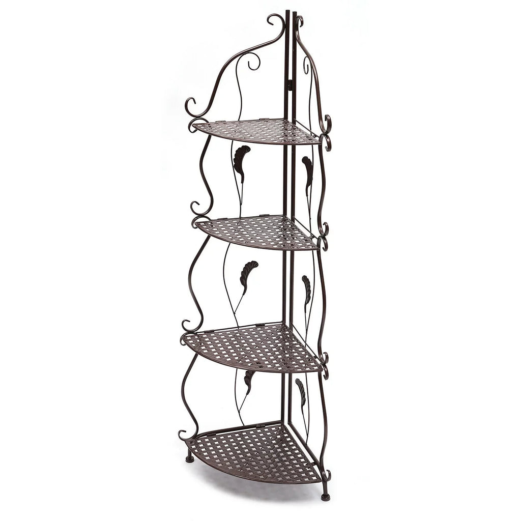4-Tier Balcony Plant Pot Rack Corner Storage Shelf Folding Flower Stand