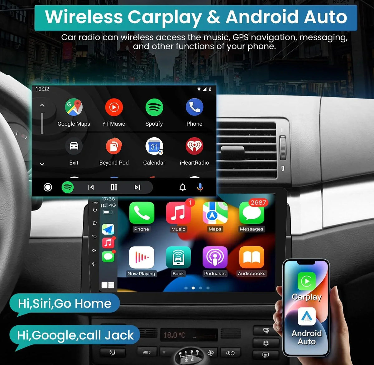 THONZER 8 Core  Radio Upgrade Android 11 Car Stereo for  3 Series 1999-2005, 9 Inch 1280*800 HD Touchscreen Support CarPlay & Android Auto 5G WiFi Bluetooth5.0 GPS FM SWC AHD Backup Camera(4G+32GB)