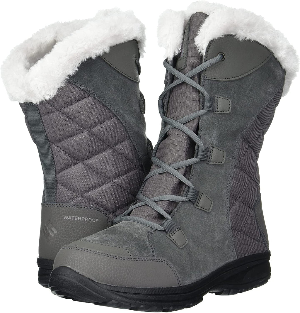 Columbia Womens Ice Maiden II Snow Boot 9 Wide Shale/Dark Raspberry