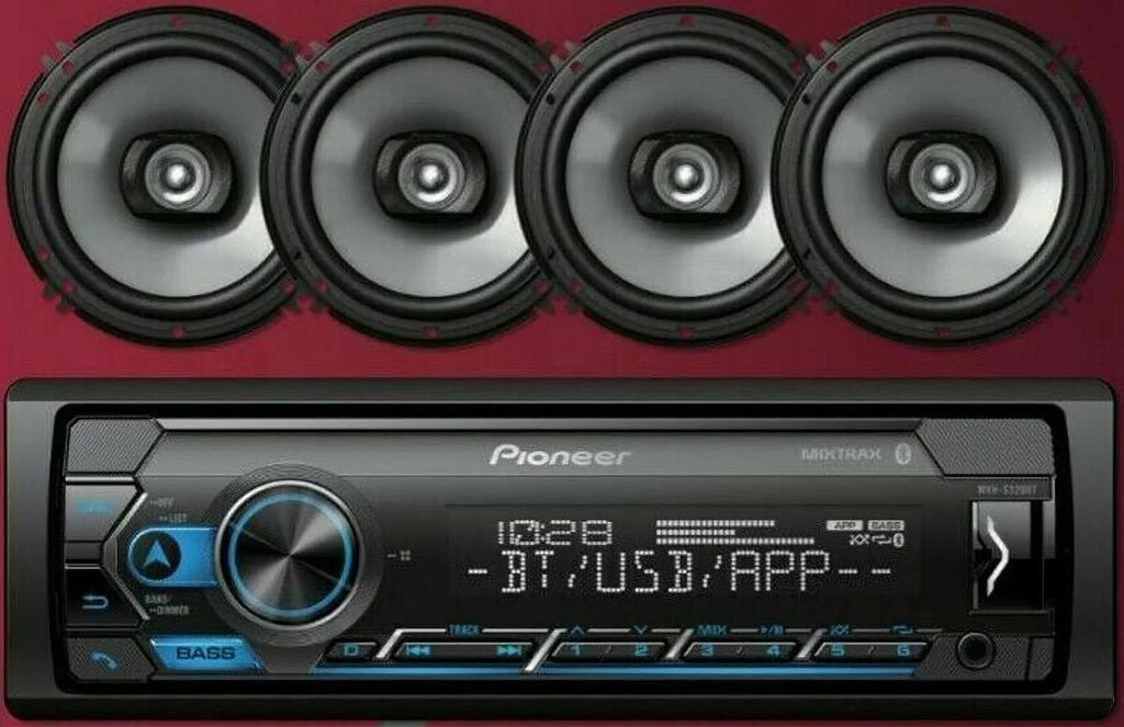 Pioneer MXT-S3266BT Package of 1-DIN Media Receiver & 2 Pairs 6.5" Speakers Bundle