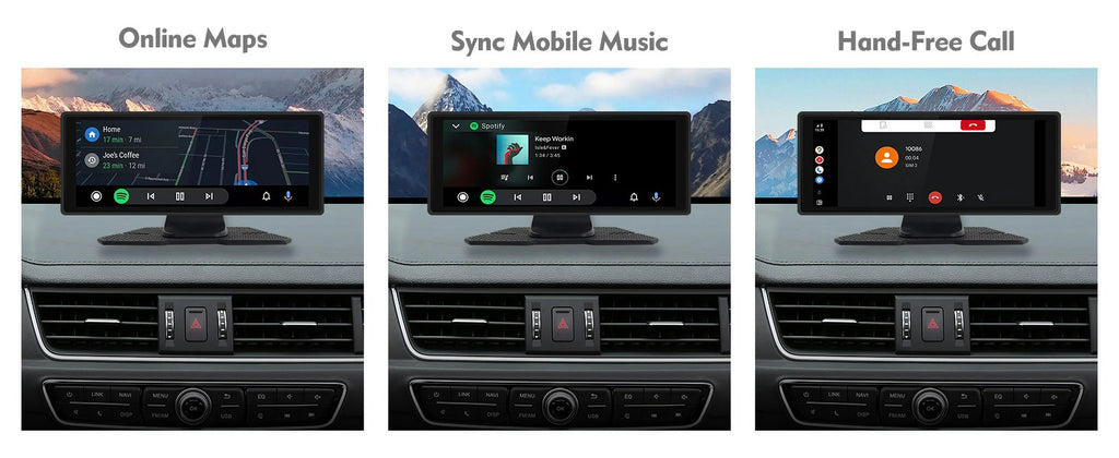 Portable Wireless Carplay & Android Auto Car Stereo, 10.26 Inch Full HD Car Touch Screen Portable Car Radio Receiver Backup Camera