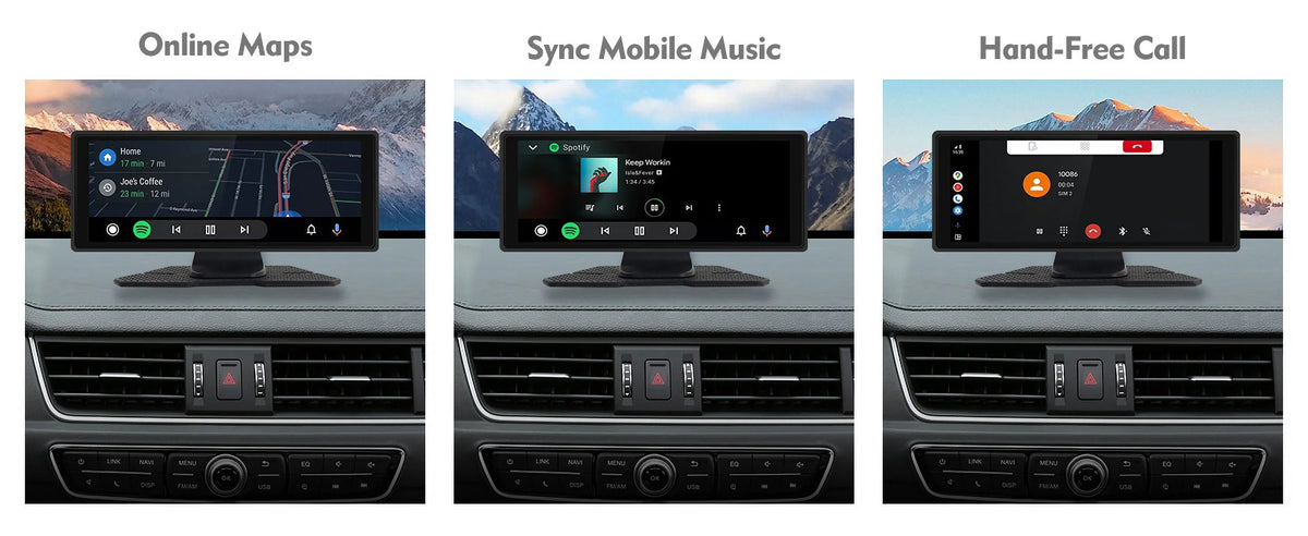 Portable Wireless Carplay & Android Auto Car Stereo, 10.26 Inch Full HD Car Touch Screen Portable Car Radio Receiver Backup Camera