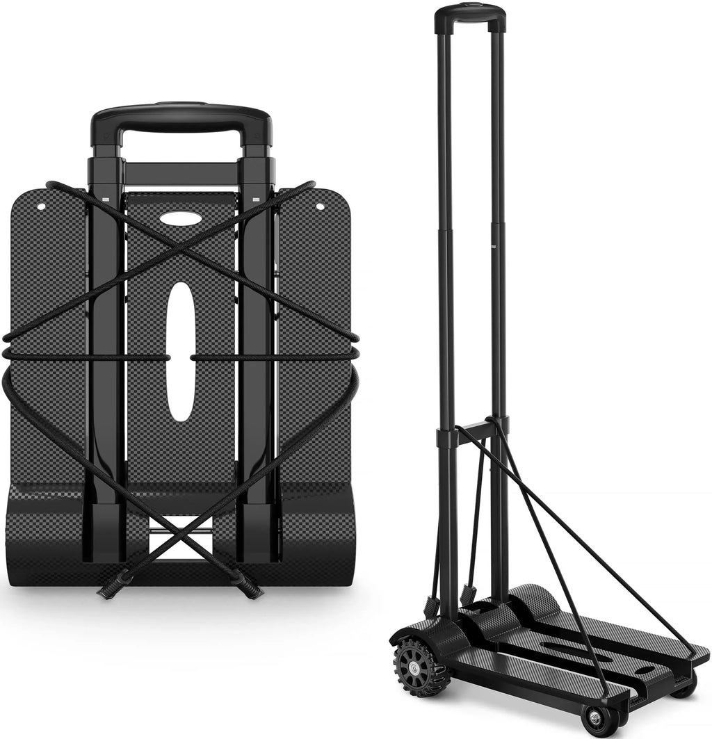 Black. siisll Big Capacity Heavy Duty Folding Hand Truck Luggage Cart for Moving Lightweight Utility Cart for Luggage Folding Cart with Wheels Collapsible Platform Cart for Home, Office and Travel Use