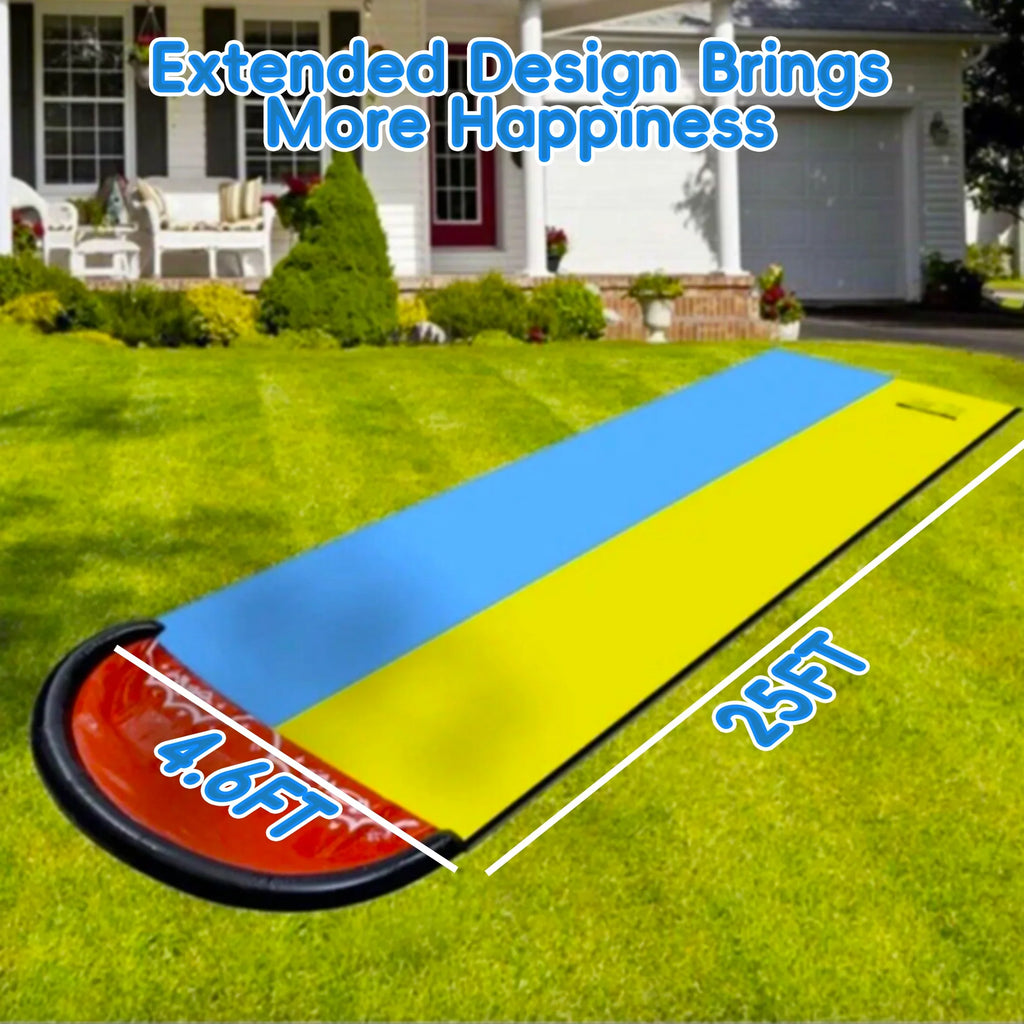 YoYfun 25ft x 4.6ft  Double moisture Slide for Adult Kids, Heavy Duty Lawn liquid Slide with Sprinkler and 2 Slip Inflatable Boards for Summer Yard Lawn Outdoor aqua Play Activities