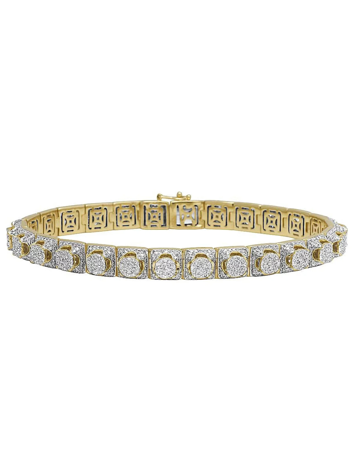Men's 10K Yellow Gold Diamond 8MM Cluster Bracelet 6.6 CT 8.5"