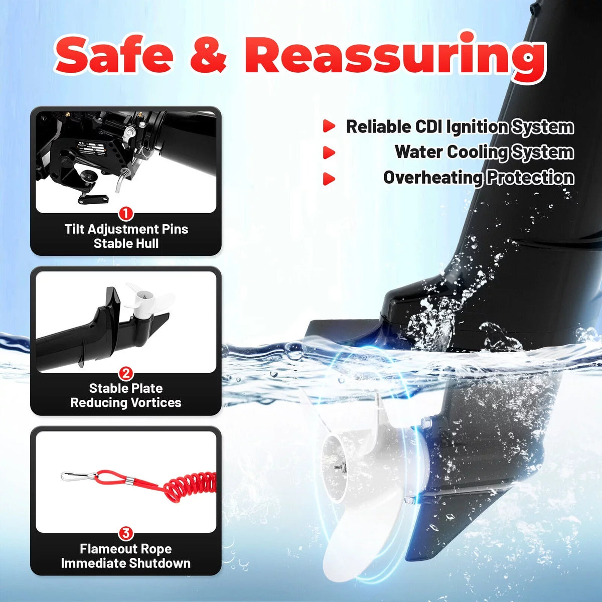 CNCEST Outboard Motor 6  2-Stroke Inflatable Fishing vessel Motor Engine aqua Cooling System