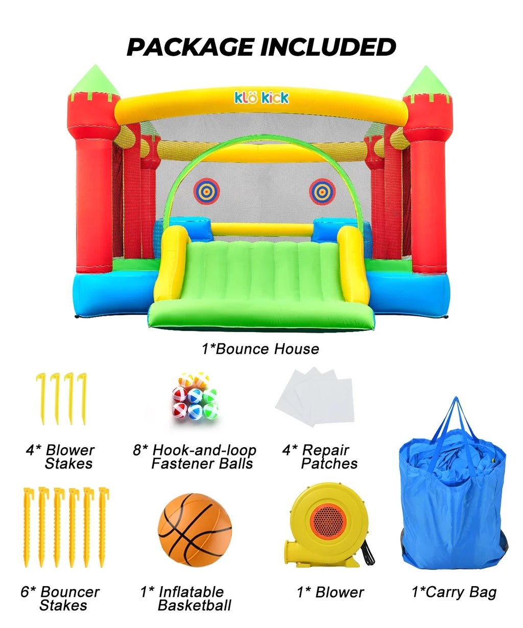KLOKICK 15'x 12' Large Bounce House 840D Oxford Inflatable Bouncers for 6 Kids with Blower & Slide for 3-10 Years, Child, Adult, Infant, Teen, Tween