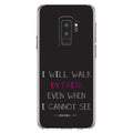 DistinctInk Clear Shockproof Hybrid Case for  Galaxy S9+ PLUS (6.2" Screen) - TPU Bumper, Acrylic Back, Tempered Glass Screen Protector - 2 Corinthians 5:7 - Walk By Faith When I Cannot See